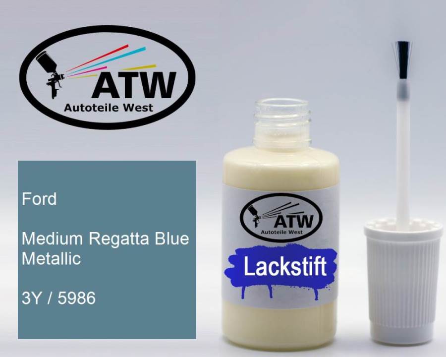 Ford, Medium Regatta Blue Metallic, 3Y / 5986: 20ml Lackstift, von ATW Autoteile West.